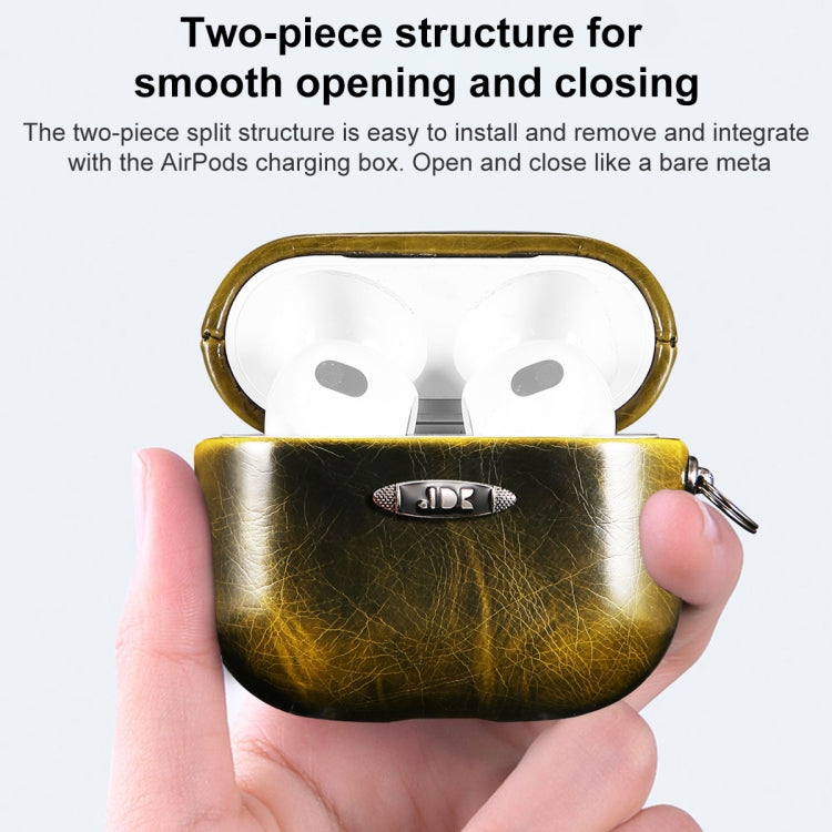 Oil Wax Leather Texture Earphone Protective Case with Hang Buckle For AirPods Pro(Blue) - For AirPods 1/2 by PMc TechLife | Online Shopping South Africa | PMc TechLife | Buy Now Pay Later Mobicred