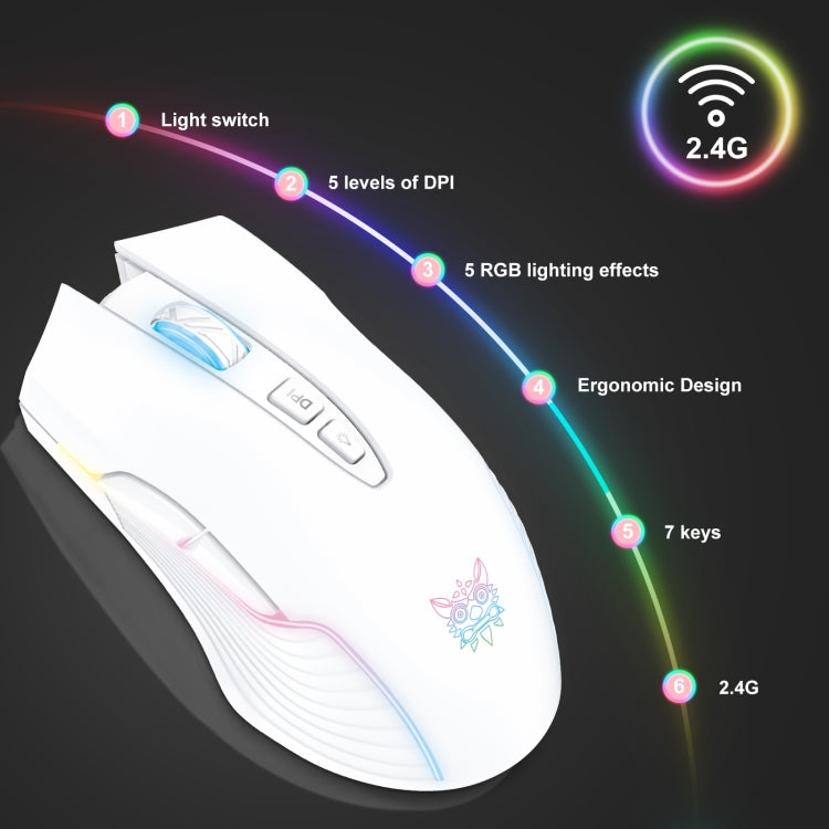 ONIKUMA CW905 2.4G RGB Lighting Wireless Mouse (Grey White) - free shipping - PMC Jewellery - Order now!