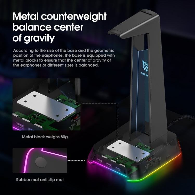 ONIKUMA ST-2 RGB Lighting Headset Holder Stand(Black) - free shipping - PMC Jewellery - Order now!