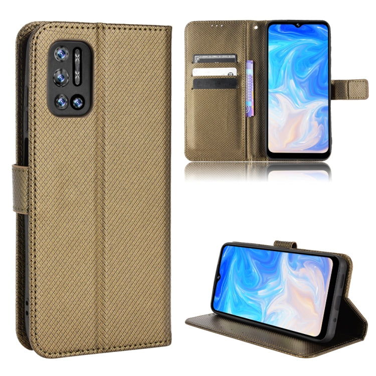 For DOOGEE N40 Pro Diamond Texture Leather Phone Case(Brown) - Doogee Cases by PMC TechLife | Online Shopping South Africa | PMC TechLife | Buy Now Pay Later Mobicred