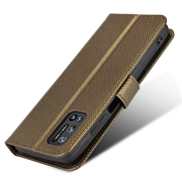 For DOOGEE N40 Pro Diamond Texture Leather Phone Case(Brown) - Doogee Cases by PMC TechLife | Online Shopping South Africa | PMC TechLife | Buy Now Pay Later Mobicred