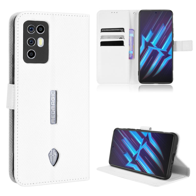For ZTE Nubia Red Magic 6R Diamond Texture Leather Phone Case(White) - ZTE Cases by PMC TechLife | Online Shopping South Africa | PMC TechLife