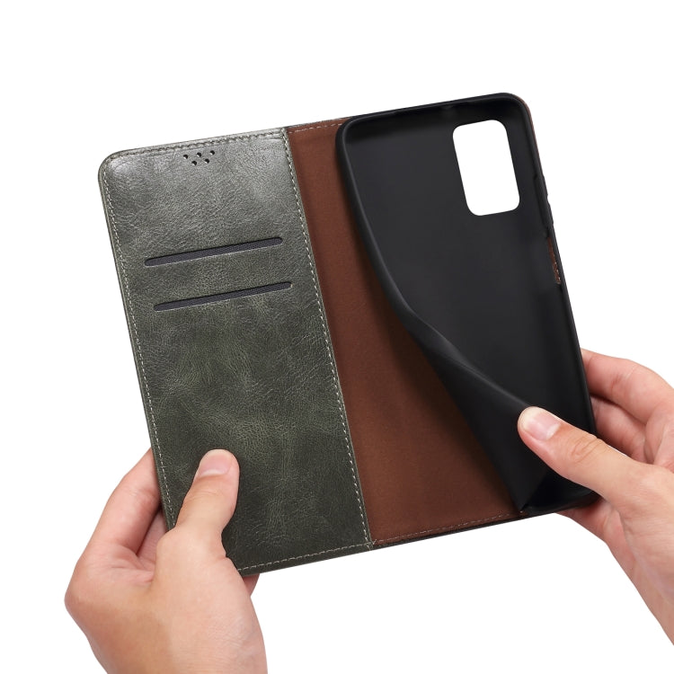 For OPPO Realme C35 Simple Wax Crazy Horse Texture Horizontal Flip Leather Phone Case with Card Slots & Holder(Dark Green) - Realme Cases by PMC TechLife | Online Shopping South Africa | PMC TechLife | Buy Now Pay Later Mobicred