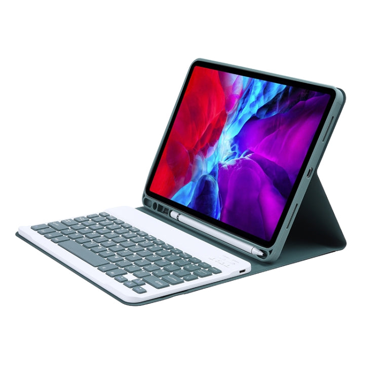 C-098B Candy Color Skin Feel Texture Bluetooth Keyboard Leather Case with Pen Holder For iPad Air 11 2024 / 2025 / Air 4 10.9 2020 / Air 5 10.9 2022 (Dark Green) - free shipping - PMC TechLife - Order now!