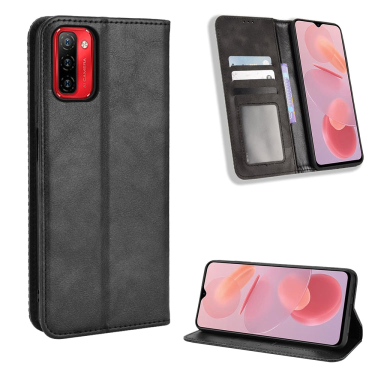 For Ulefone Note 12P Magnetic Buckle Retro Texture Leather Phone Case(Black) - Ulefone Cases by PMC Jewellery | Online Shopping South Africa | PMC Jewellery | Buy Now Pay Later Mobicred
