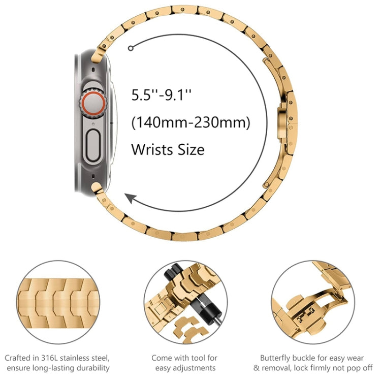 Steel Watch Band For Apple Watch Series 9&8&7 41mm / SE 3&SE 2&6&SE&5&4 40mm / 3&2&1 38mm(Rose Gold) - Watch Bands by PMC TechLife | Online Shopping South Africa | PMC TechLife