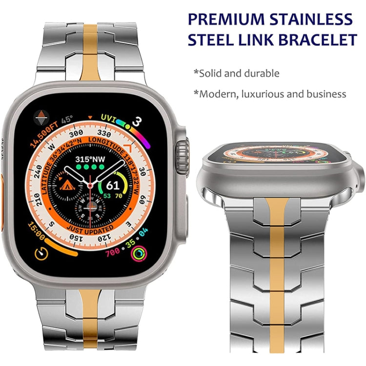 Steel Watch Band For Apple Watch Ultra 49mm&Watch Ultra 2 49mm / Series 9&8&7 45mm / SE 3&SE 2&6&SE&5&4 44mm / 3&2&1 42mm(Silver Rose Gold) - Watch Bands by PMC TechLife | Online Shopping South Africa | PMC TechLife