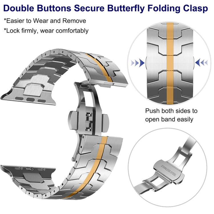 Steel Watch Band For Apple Watch Ultra 49mm&Watch Ultra 2 49mm / Series 9&8&7 45mm / SE 3&SE 2&6&SE&5&4 44mm / 3&2&1 42mm(Silver Rose Gold) - Watch Bands by PMC TechLife | Online Shopping South Africa | PMC TechLife