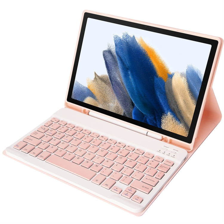 A08B Candy Color Bluetooth Keyboard Leather Case with Pen Slot For Samsung Galaxy Tab A8 10.5 2021 SM-X200 / SM-X205(Pink) - Samsung Keyboard by PMC TechLife | Online Shopping South Africa | PMC TechLife