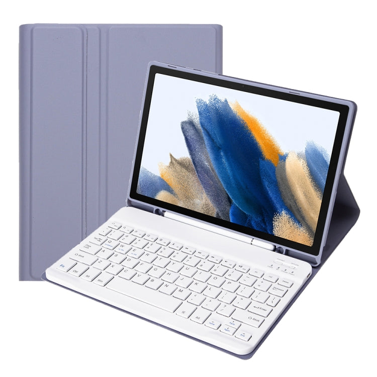A08B Candy Color Bluetooth Keyboard Leather Case with Pen Slot For Samsung Galaxy Tab A8 10.5 2021 SM-X200 / SM-X205(Purple) - Samsung Keyboard by PMC TechLife | Online Shopping South Africa | PMC TechLife