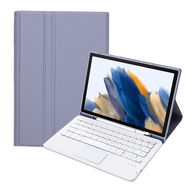 A08B-A Candy Color Bluetooth Keyboard Leather Case with Pen Slot & Touchpad For Samsung Galaxy Tab A8 2021 SM-X205 / SM-X200(Purple) - Samsung Keyboard by PMC TechLife | Online Shopping South Africa | PMC TechLife