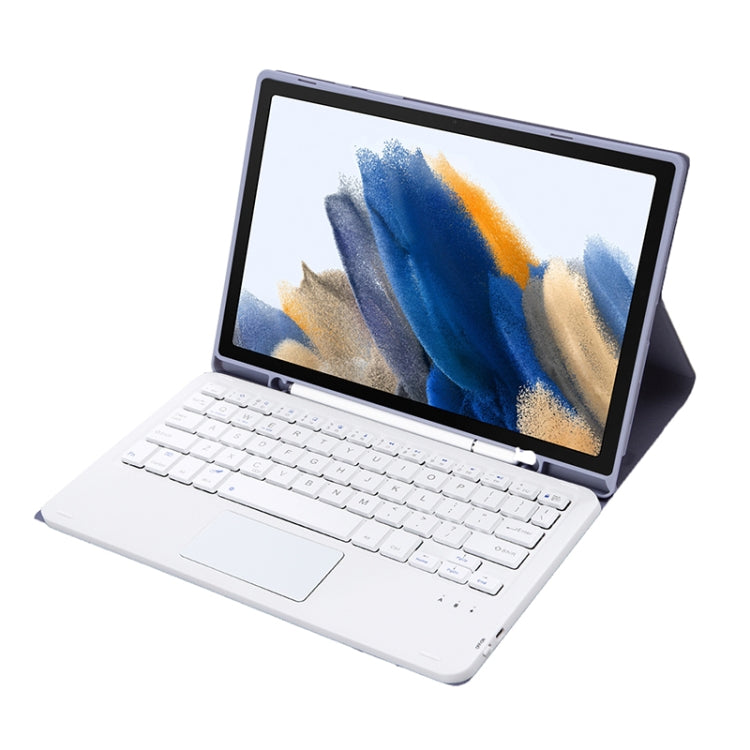 A08B-A Candy Color Bluetooth Keyboard Leather Case with Pen Slot & Touchpad For Samsung Galaxy Tab A8 2021 SM-X205 / SM-X200(Purple) - Samsung Keyboard by PMC TechLife | Online Shopping South Africa | PMC TechLife
