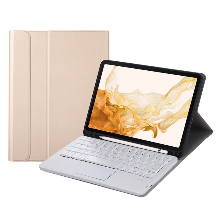 A700B-A Bluetooth Keyboard Leather Case with Pen Slot & Touchpad For Samsung Galaxy Tab S8 11 inch SM-X700 / SM-X706(Gold) - Samsung Keyboard by PMC TechLife | Online Shopping South Africa | PMC TechLife