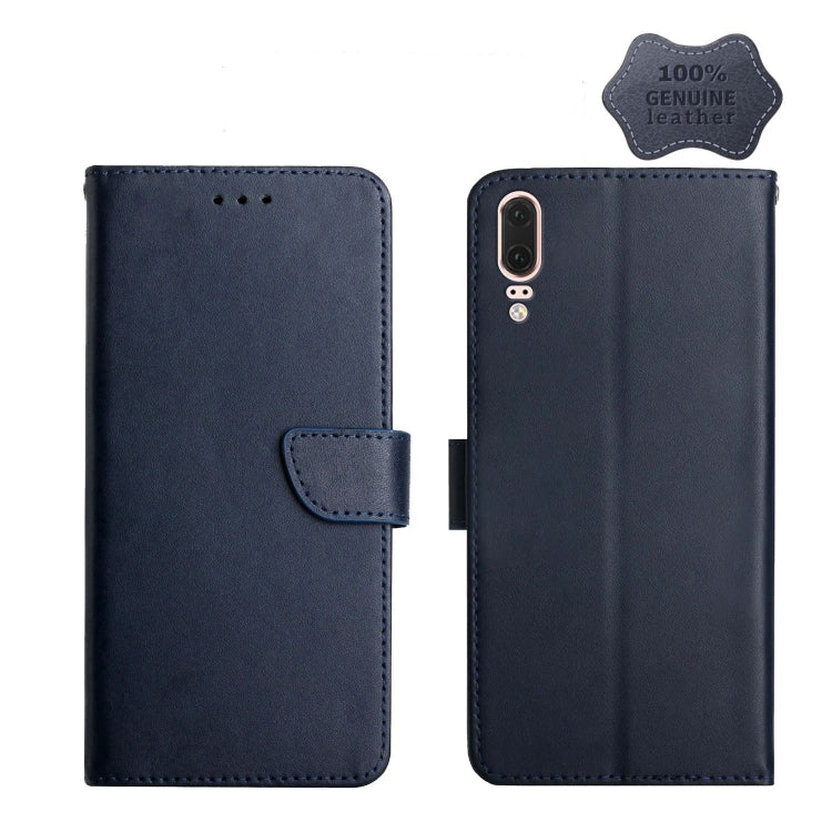 For Huawei P20 Genuine Leather Fingerprint-proof Horizontal Flip Phone Case(Blue) - Huawei Cases by PMC TechLife | Online Shopping South Africa | PMC TechLife | Buy Now Pay Later Mobicred
