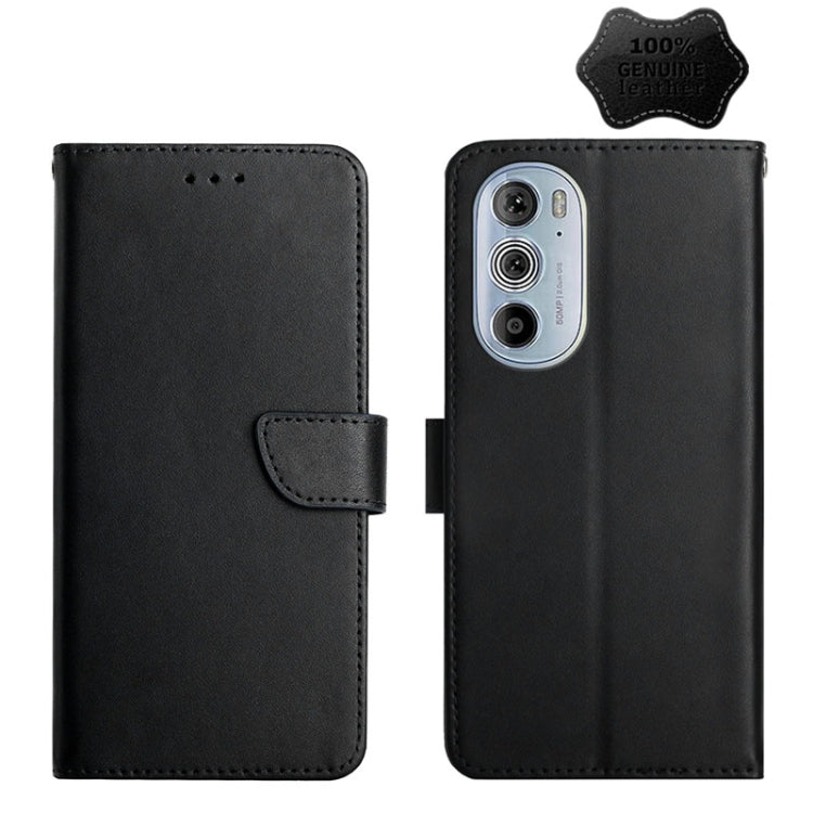 For Motorola Edge 30 Pro Genuine Leather Fingerprint-proof Horizontal Flip Phone Case(Black) - Motorola Cases by PMC TechLife | Online Shopping South Africa | PMC TechLife | Buy Now Pay Later Mobicred