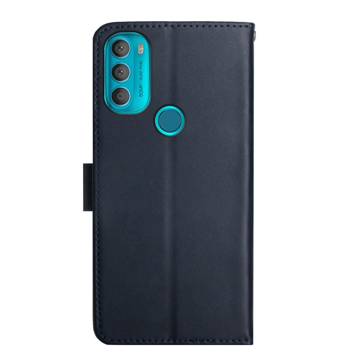 For Motorola Moto G71 5G Genuine Leather Fingerprint-proof Horizontal Flip Phone Case(Blue) - Motorola Cases by PMC TechLife | Online Shopping South Africa | PMC TechLife | Buy Now Pay Later Mobicred