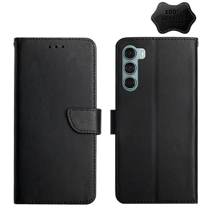 For Motorola Moto G200 5G Genuine Leather Fingerprint-proof Horizontal Flip Phone Case(Black) - Motorola Cases by PMC TechLife | Online Shopping South Africa | PMC TechLife | Buy Now Pay Later Mobicred