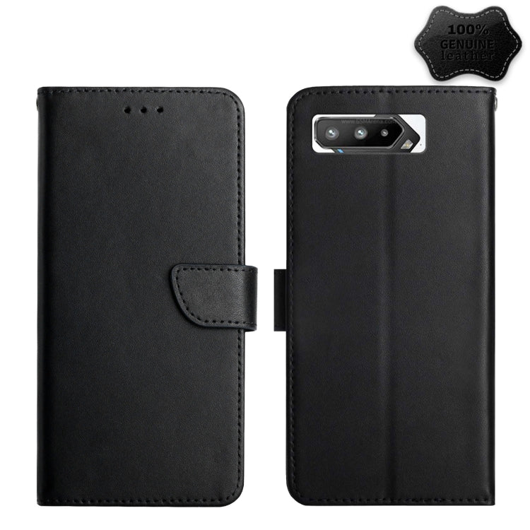 For Asus ROG Phone 5 ZS673KS Genuine Leather Fingerprint-proof Flip Phone Case(Black) - ASUS Cases by PMC TechLife | Online Shopping South Africa | PMC TechLife | Buy Now Pay Later Mobicred