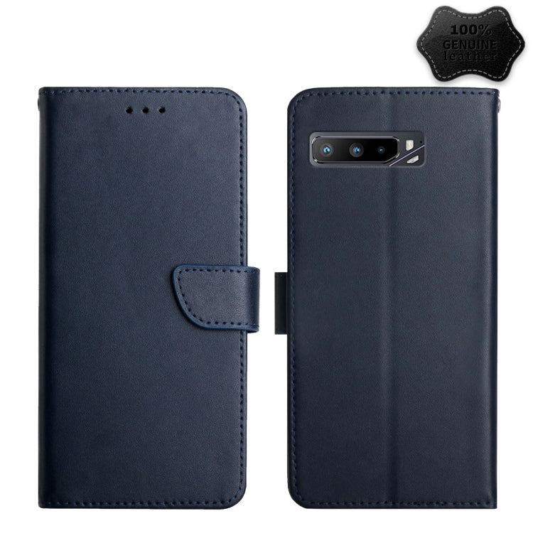 For Asus ROG Phone 3 ZS661KS Genuine Leather Fingerprint-proof Flip Phone Case(Blue) - free shipping - PMC TechLife - Order now!