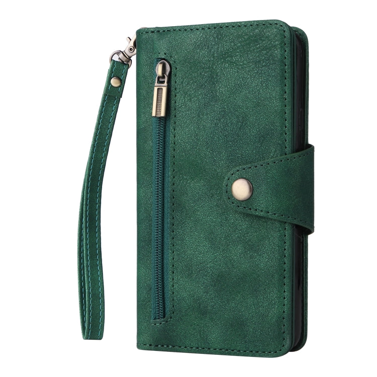 For Google Pixel 4A 4G Rivet Buckle 9 Cards Three Fold Leather Phone Case(Green) - free shipping - PMC TechLife - Order now!