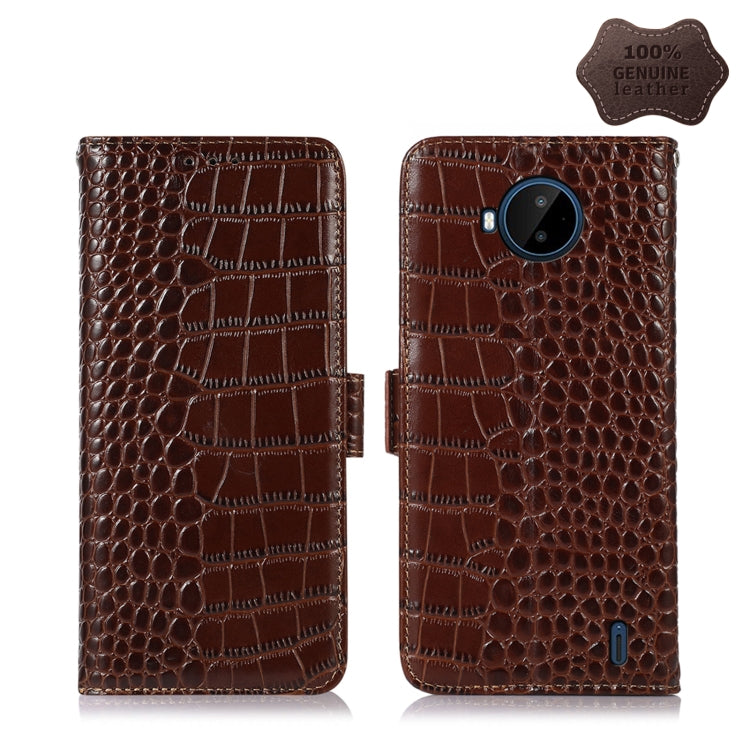 For Nokia C20 Plus Crocodile Top Layer Cowhide Leather Phone Case(Brown) - Nokia Cases by PMC TechLife | Online Shopping South Africa | PMC TechLife | Buy Now Pay Later Mobicred