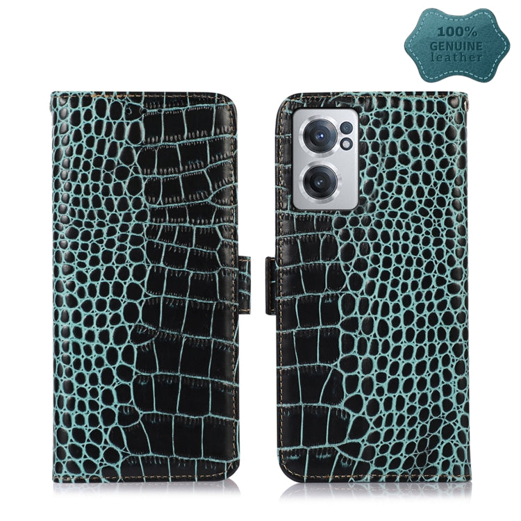 For OnePlus Nord CE 2 5G Crocodile Top Layer Cowhide Leather Phone Case(Green) - OnePlus Cases by PMC TechLife | Online Shopping South Africa | PMC TechLife | Buy Now Pay Later Mobicred