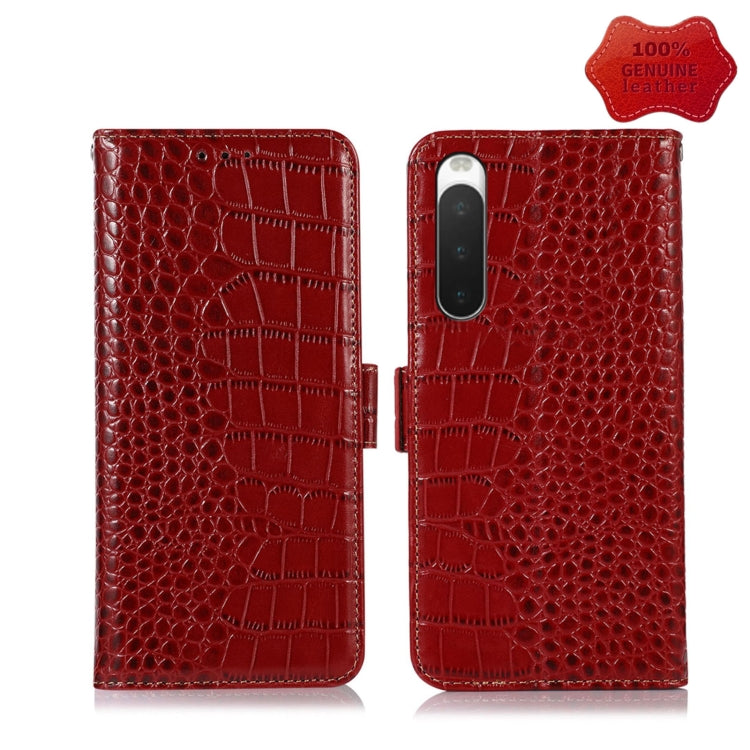 For Sony Xperia 10 IV Crocodile Top Layer Cowhide Leather Phone Case(Red) - Sony Cases by PMC TechLife | Online Shopping South Africa | PMC TechLife | Buy Now Pay Later Mobicred