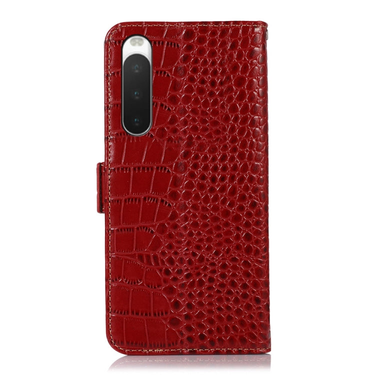 For Sony Xperia 10 IV Crocodile Top Layer Cowhide Leather Phone Case(Red) - Sony Cases by PMC TechLife | Online Shopping South Africa | PMC TechLife | Buy Now Pay Later Mobicred