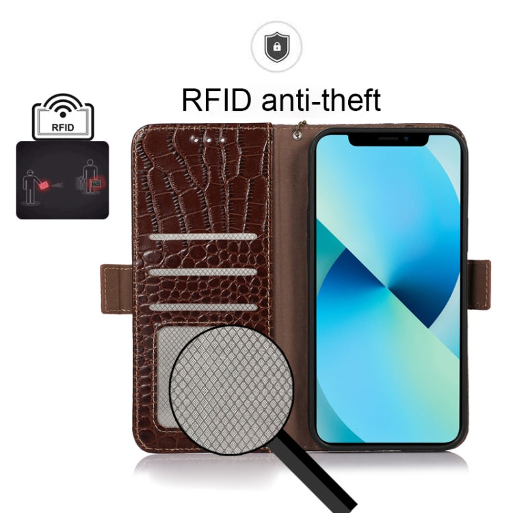 For Google Pixel 7 5G Crocodile Top Layer Cowhide Leather Phone Case(Brown) - Google Cases by PMC TechLife | Online Shopping South Africa | PMC TechLife | Buy Now Pay Later Mobicred