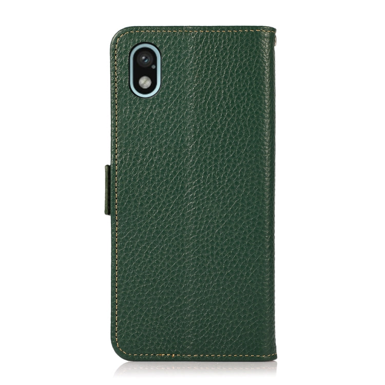 For Sony Xperia Ace III KHAZNEH Side-Magnetic Litchi Genuine Leather RFID Phone Case(Green) - Sony Cases by PMC TechLife | Online Shopping South Africa | PMC TechLife | Buy Now Pay Later Mobicred
