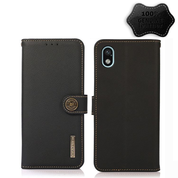 For Sony Xperia Ace III KHAZNEH Custer Genuine Leather RFID Phone Case(Black) - Sony Cases by PMC TechLife | Online Shopping South Africa | PMC TechLife | Buy Now Pay Later Mobicred