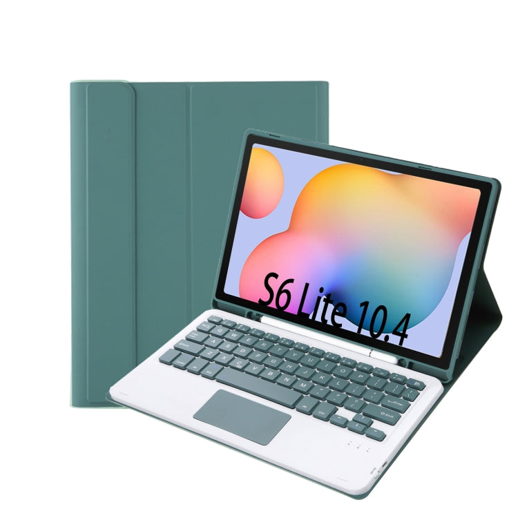 A610B-A Candy Color Bluetooth Keyboard Leather Case with Pen Slot & Touchpad For Samsung Galaxy Tab S6 Lite 10.4 inch SM-P610 / SM-P615(Dark Green) - Samsung Keyboard by PMC TechLife | Online Shopping South Africa | PMC TechLife
