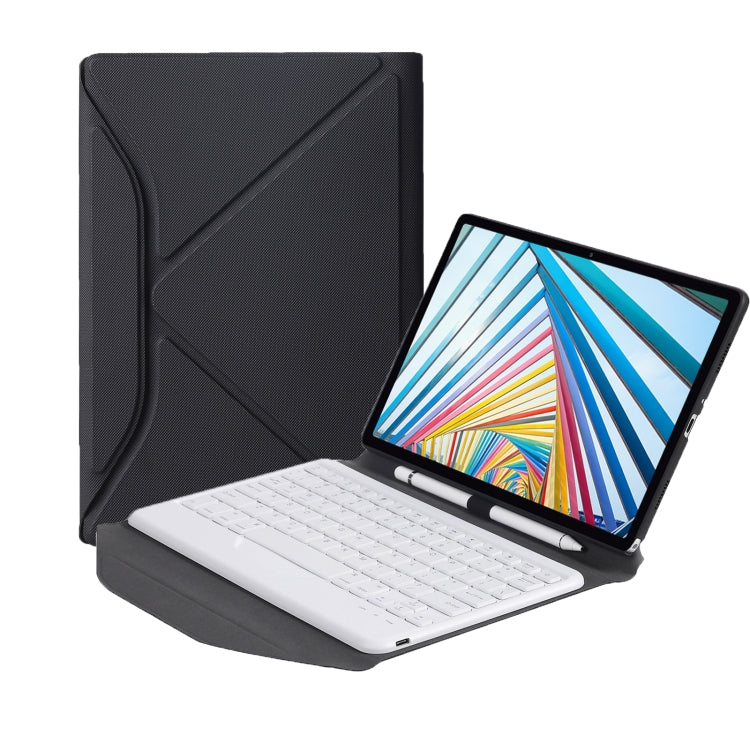 BM20 Diamond Texture Bluetooth Keyboard Leather Case with Triangle Back Support For Lenovo M10 Plus 10.3 inch TB-X606 / TB-X606F(Black + White) - Lenovo Keyboard by PMC TechLife | Online Shopping South Africa | PMC TechLife