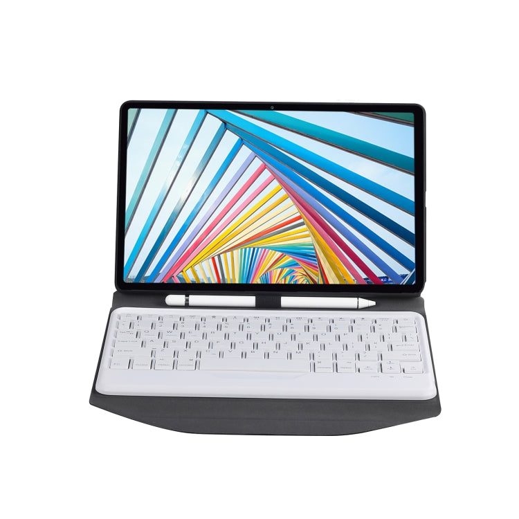 BM20 Diamond Texture Bluetooth Keyboard Leather Case with Triangle Back Support For Lenovo M10 Plus 10.3 inch TB-X606 / TB-X606F(Black + White) - Lenovo Keyboard by PMC TechLife | Online Shopping South Africa | PMC TechLife