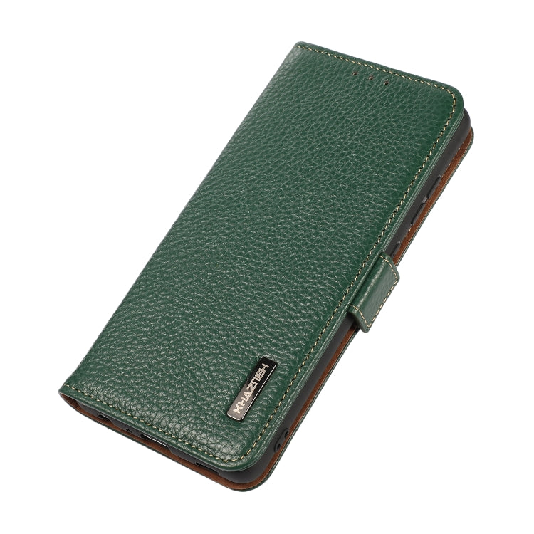 For Nokia X100 KHAZNEH Side-Magnetic Litchi Genuine Leather RFID Phone Case(Green) - Nokia Cases by PMC TechLife | Online Shopping South Africa | PMC TechLife | Buy Now Pay Later Mobicred