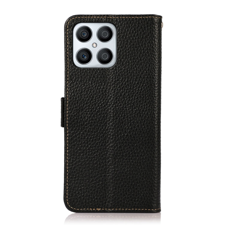 For Honor X30i / Play6T Pro / X8 KHAZNEH Side-Magnetic Litchi Genuine Leather RFID Phone Case(Black) - Honor Cases by PMC TechLife | Online Shopping South Africa | PMC TechLife | Buy Now Pay Later Mobicred