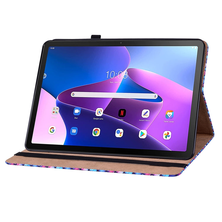 For Lenovo Tab M10 Plus 10.6 3rd Gen. Color Weave Leather Tablet Case with Holder(Blue) - Lenovo by PMC TechLife | Online Shopping South Africa | PMC TechLife | Buy Now Pay Later Mobicred
