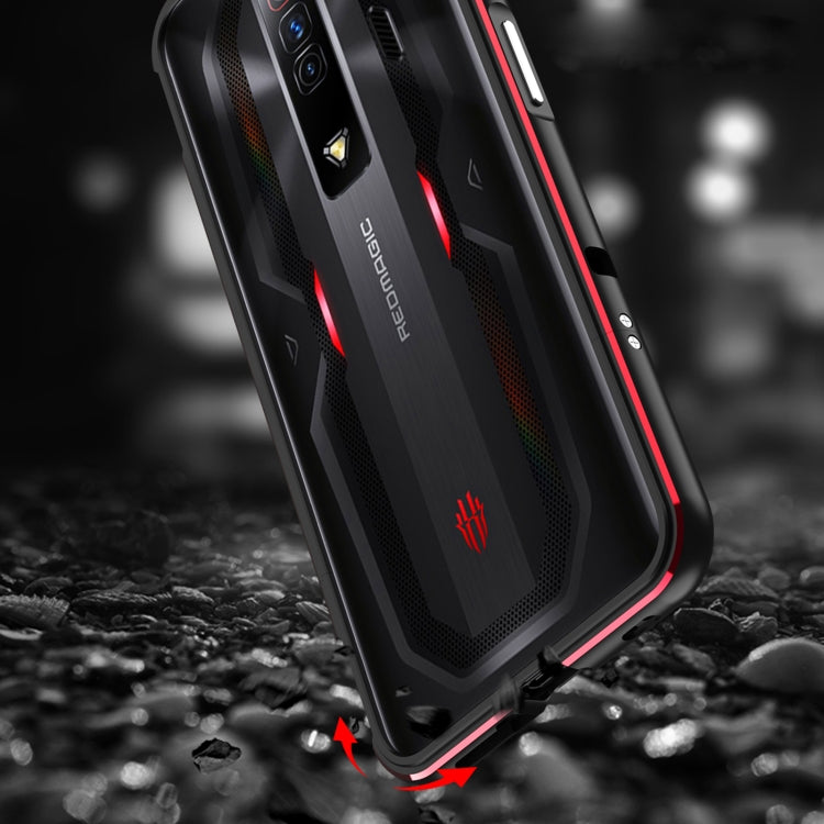 For ZTE nubia Red Magic 7 Aurora Series Metal Frame Phone Case(Black Blue) - ZTE Cases by PMC TechLife | Online Shopping South Africa | PMC TechLife | Buy Now Pay Later Mobicred