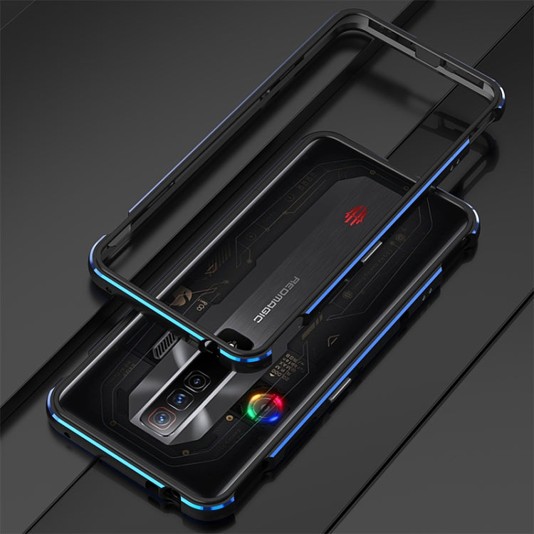 For ZTE nubia Red Magic 7 Pro Aurora Series Metal Frame Phone Case(Black Blue) - ZTE Cases by PMC TechLife | Online Shopping South Africa | PMC TechLife | Buy Now Pay Later Mobicred
