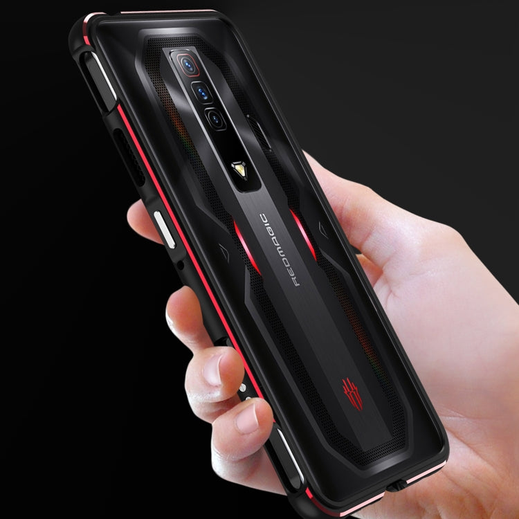 For ZTE nubia Red Magic 7 Pro Aurora Series Metal Frame Phone Case(Black Blue) - ZTE Cases by PMC TechLife | Online Shopping South Africa | PMC TechLife | Buy Now Pay Later Mobicred