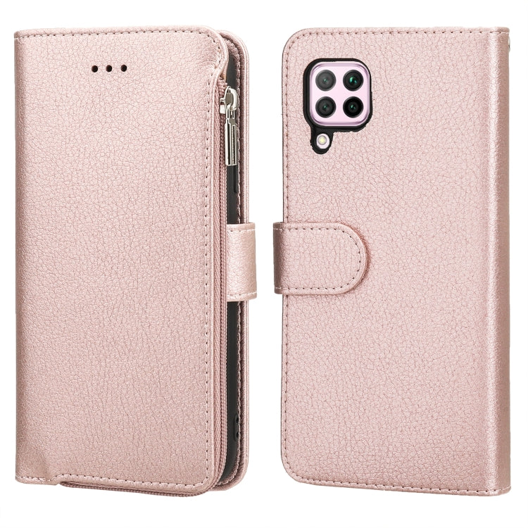 For Huawei P40 Lite / nova 6 SE Microfiber Zipper Horizontal Flip Leather Case(Rose Gold) - free shipping - PMC TechLife - Order now!