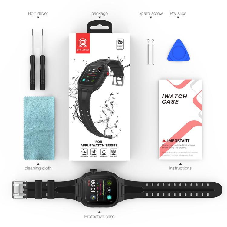 RedPepper IP68 Waterproof Screen Protector + Watchband + Protective Case For Apple Watch Series 9 / 8 / 7 45mm - Watch Cases by RedPepper | Online Shopping South Africa | PMC TechLife | Buy Now Pay Later Mobicred