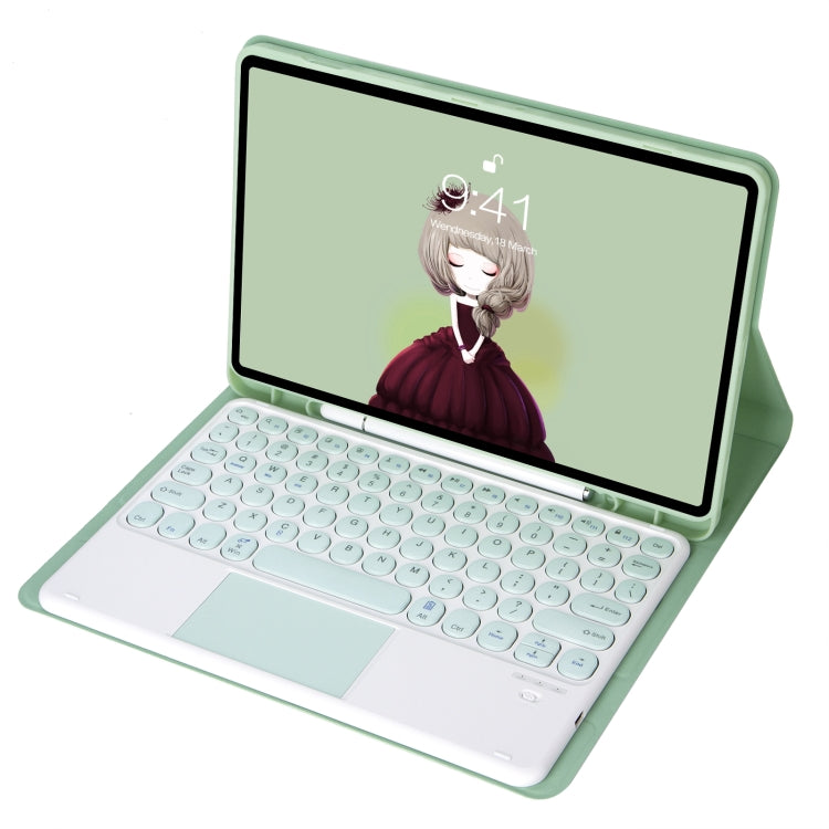 YA610B-A Candy Color Skin Feel Texture Round Keycap Bluetooth Keyboard Leather Case with Touchpad For Samsung Galaxy Tab S6 Lite 10.4 inch SM-P610 / SM-P615(Light Green) - Samsung Keyboard by PMC TechLife | Online Shopping South Africa | PMC TechLife