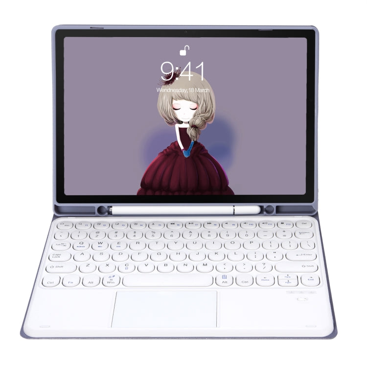 YA610B-A Candy Color Skin Feel Texture Round Keycap Bluetooth Keyboard Leather Case with Touchpad For Samsung Galaxy Tab S6 Lite 10.4 inch SM-P610 / SM-P615(Purple) - Samsung Keyboard by PMC TechLife | Online Shopping South Africa | PMC TechLife