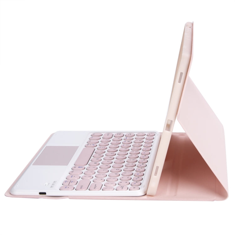 YA08B-A Candy Color Skin Feel Texture Round Keycap Bluetooth Keyboard Leather Case with Touchpad For Samsung Galaxy Tab A8 10.5 2021 SM-X200 / SM-X205(Pink) - Samsung Keyboard by PMC TechLife | Online Shopping South Africa | PMC TechLife