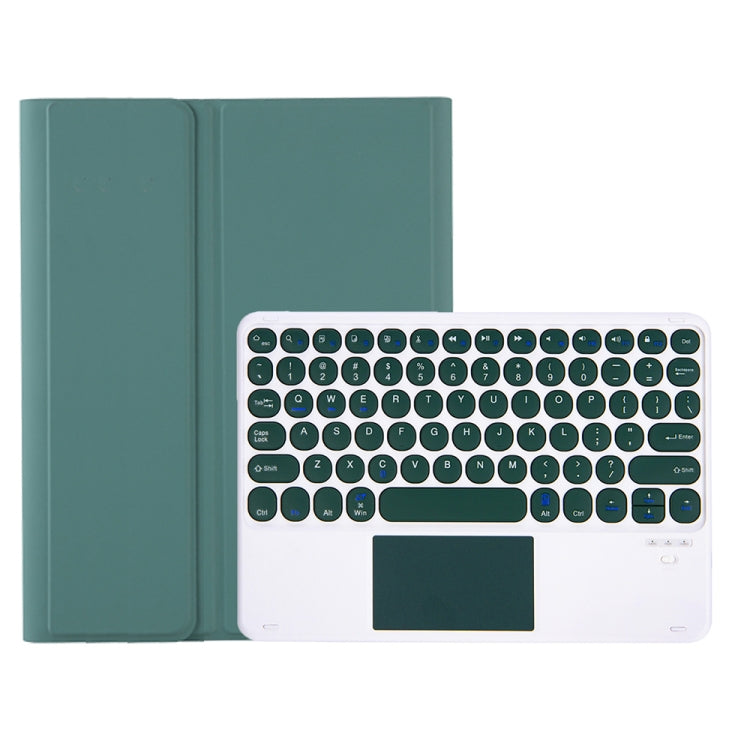 YA08B-A Candy Color Skin Feel Texture Round Keycap Bluetooth Keyboard Leather Case with Touchpad For Samsung Galaxy Tab A8 10.5 2021 SM-X200 / SM-X205(Dark Green) - Samsung Keyboard by PMC TechLife | Online Shopping South Africa | PMC TechLife