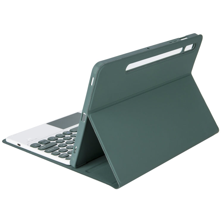 YA08B-A Candy Color Skin Feel Texture Round Keycap Bluetooth Keyboard Leather Case with Touchpad For Samsung Galaxy Tab A8 10.5 2021 SM-X200 / SM-X205(Dark Green) - Samsung Keyboard by PMC TechLife | Online Shopping South Africa | PMC TechLife