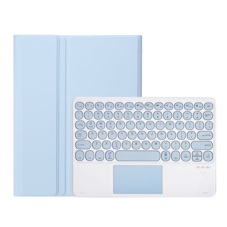 YA08B-A Candy Color Skin Feel Texture Round Keycap Bluetooth Keyboard Leather Case with Touchpad For Samsung Galaxy Tab A8 10.5 2021 SM-X200 / SM-X205(White Ice) - Samsung Keyboard by PMC TechLife | Online Shopping South Africa | PMC TechLife