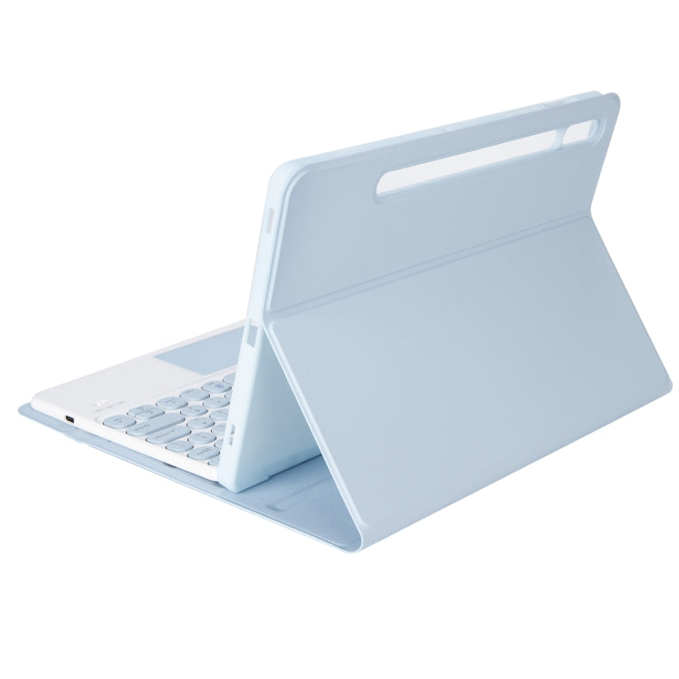 YA08B-A Candy Color Skin Feel Texture Round Keycap Bluetooth Keyboard Leather Case with Touchpad For Samsung Galaxy Tab A8 10.5 2021 SM-X200 / SM-X205(White Ice) - Samsung Keyboard by PMC TechLife | Online Shopping South Africa | PMC TechLife