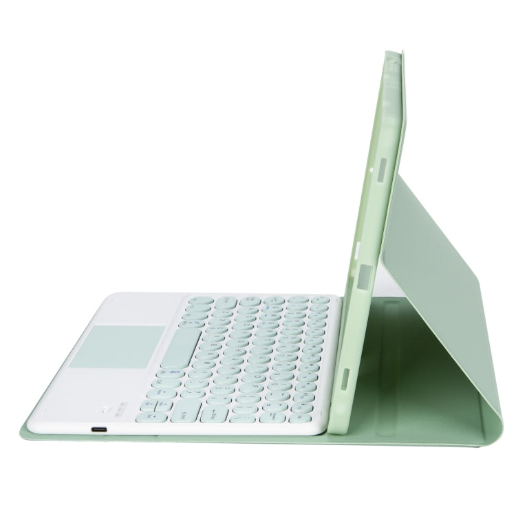YA700B-A Candy Color Skin Feel Texture Round Keycap Bluetooth Keyboard Leather Case with Touchpad For Samsung Galaxy Tab S8 11 inch SM-X700 / SM-X706 & S7 11 inch SM-X700 / SM-T875(Light Green) - Samsung Keyboard by PMC TechLife | Online Shopping South Africa | PMC TechLife